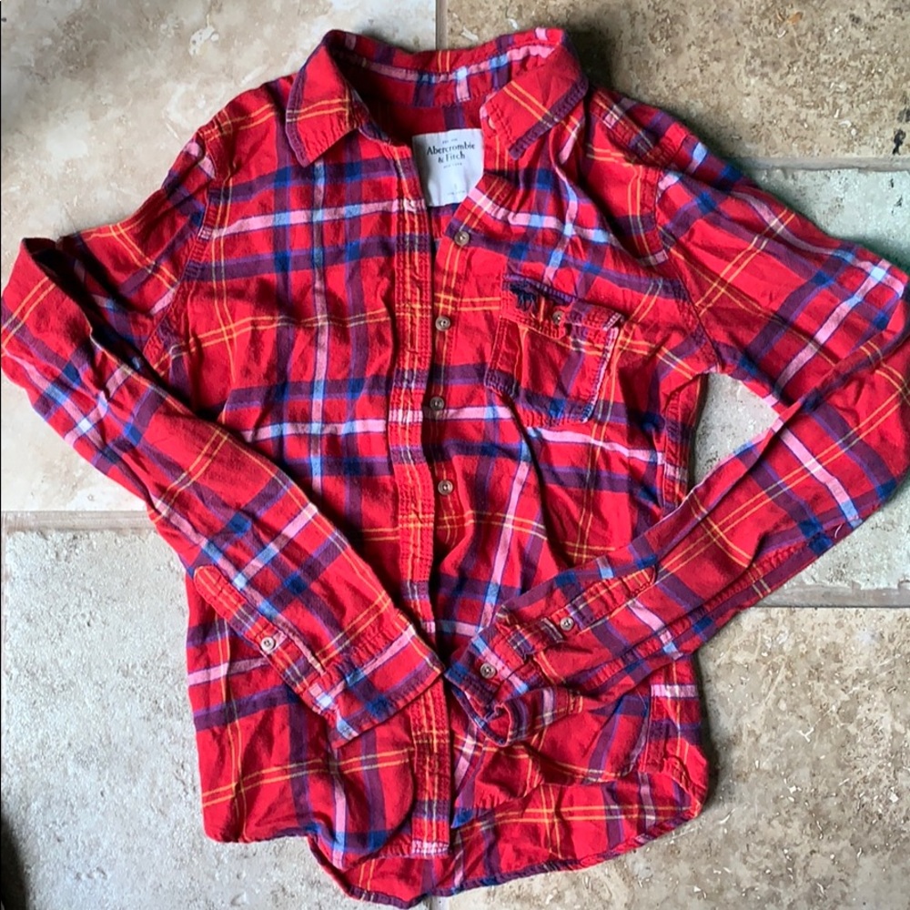 Abercrombie & Fitch Button Down Red Plaid